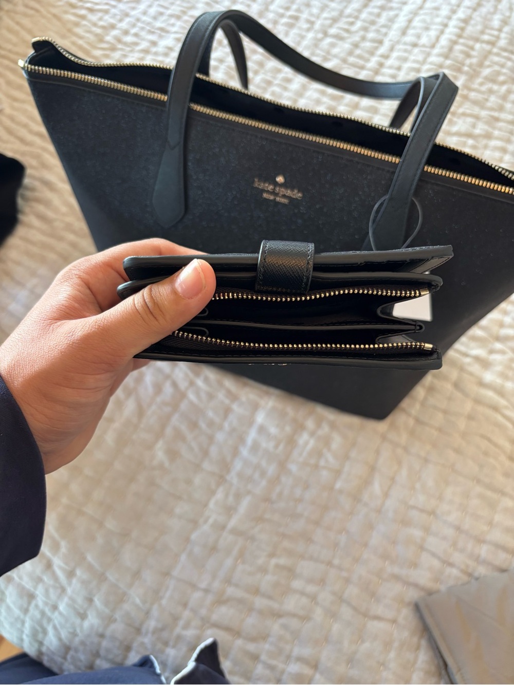 Kate Spade Black Glitter Wallet with Matching Black Tote COMBO! - Picture 9 of 9